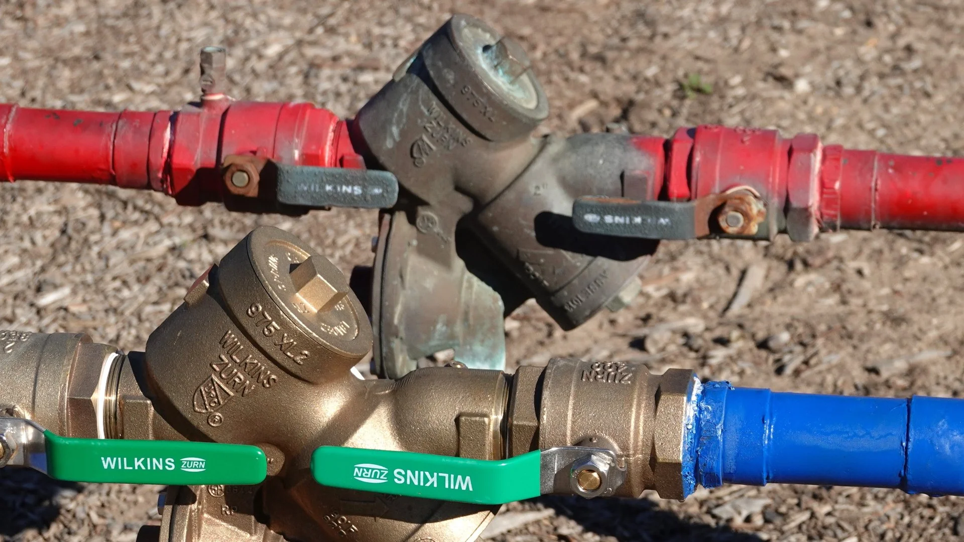 Backflow prevention device installed in an irrigation system in Charlotte, NC.