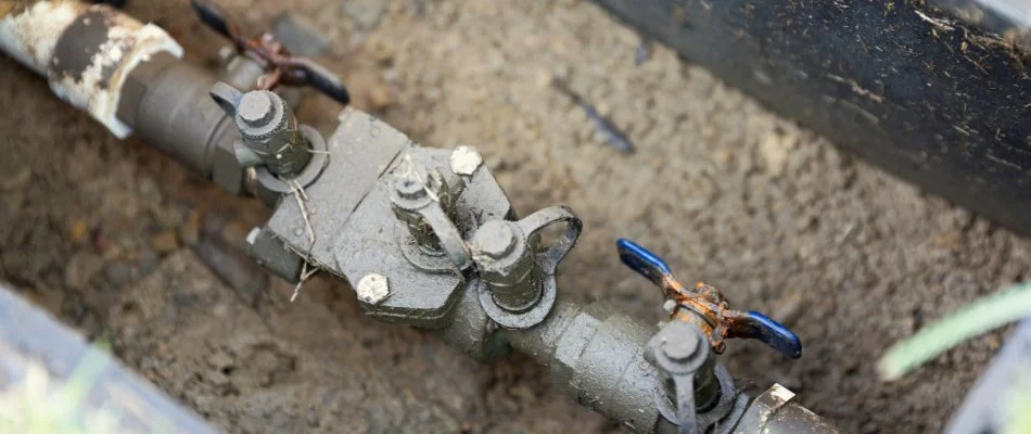 Backflow prevention device in a protective box in Charlotte, NC.