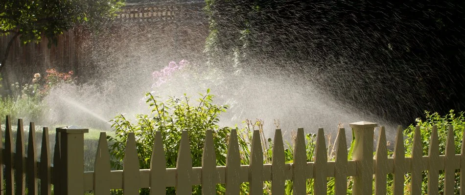 Front lawn watered by irrigation system in Cornelius, NC.