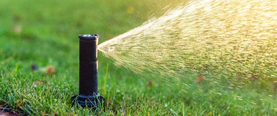 Sprinkler running on a lawn in Matthews, NC.