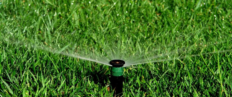 Water being sprayed from a sprinkler head in Huntersville, NC.