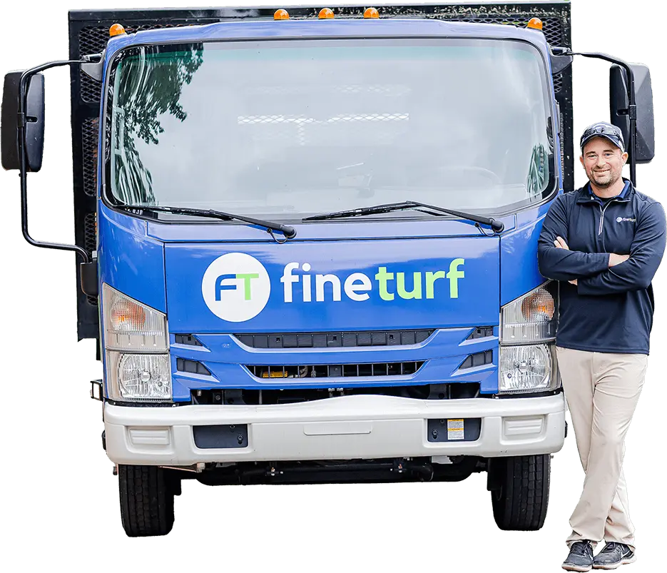 FineTurf Lawn Care owner and truck.